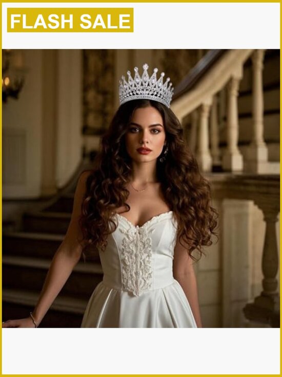 Sparkling Rhinestone Tiara Crown with Combs for Wedding Pageant Prom main image 2